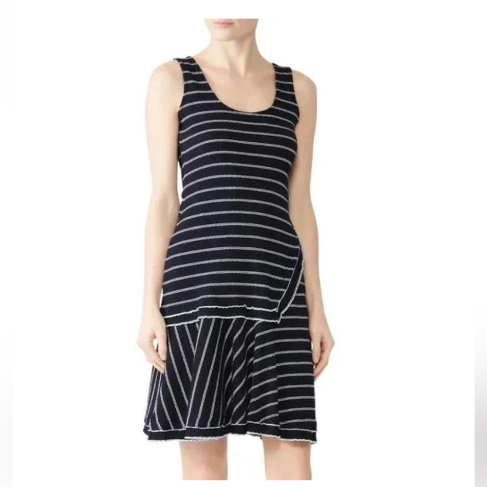 Derek Lam Striped Navy and White Sleeveless Dress